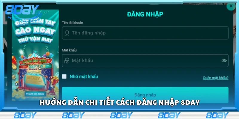 Chi tiết cách đăng nhập 8Day từng bước